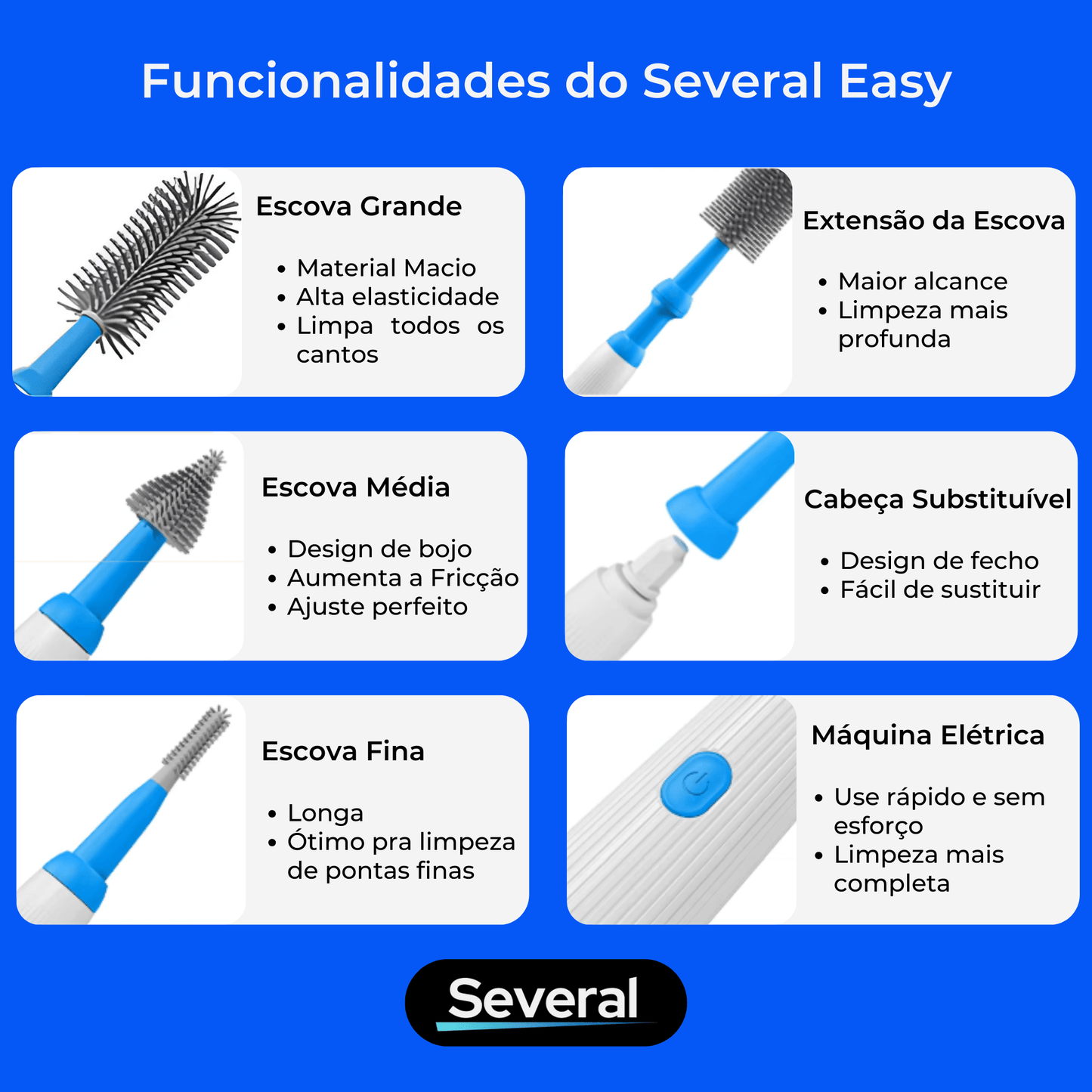 Escova Elétrica Several Easy para Limpeza de Garrafas e Bicos